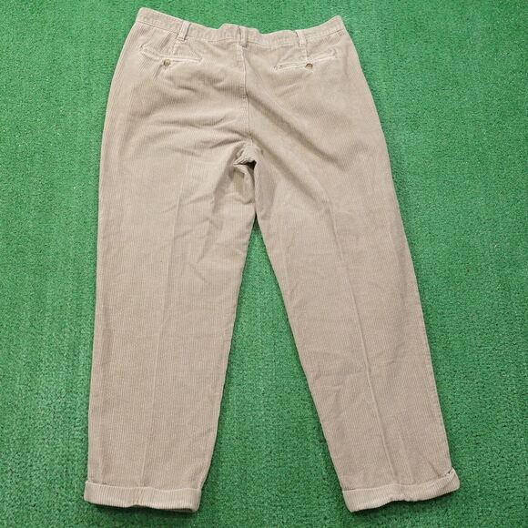 BILL BLASS BLACK LABEL CASUALS BEIGE KHAKI PLEATED CORDUROY PANTS MENS 40X30 - Picture 5 of 8